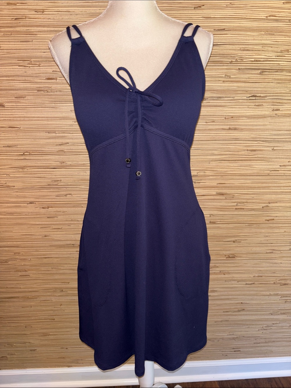 Tommy Bahama island cays v-neck Navy Knit swim Dress with Front Tie large nwot!